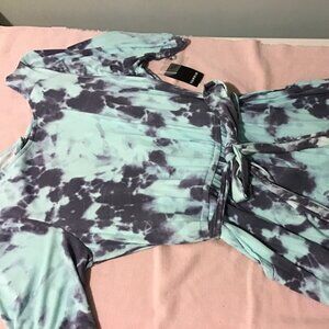 **NWT** TORRID Tie Dye Blue Romper with Belt